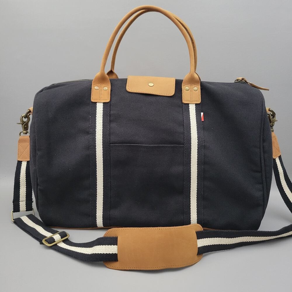 ShoreBags Heavyweight Canvas Weekender Duffel Bag Leather Handels Bottom